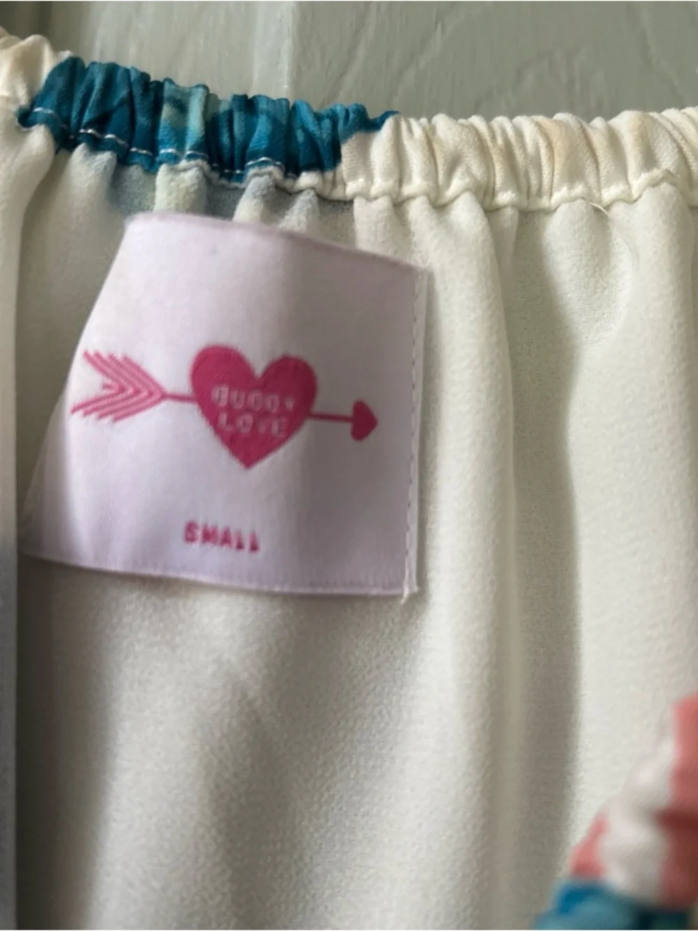 Buddy Love Mini Dress Womens S  Bell Sleeve Off Shoulder turquoise Printed Boho - Picture 3 of 9